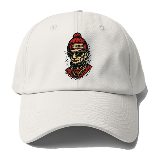 Lincoln Cornhusker wearing Nebraska bean - Baseball Cap - Off White