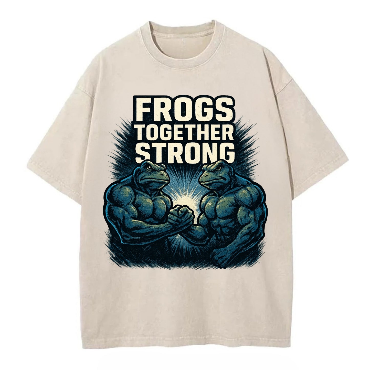Frogs Together Strong 4 - Vintage T-shirt - Off White