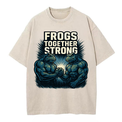 Frogs Together Strong 4 - Vintage T-shirt - Off White