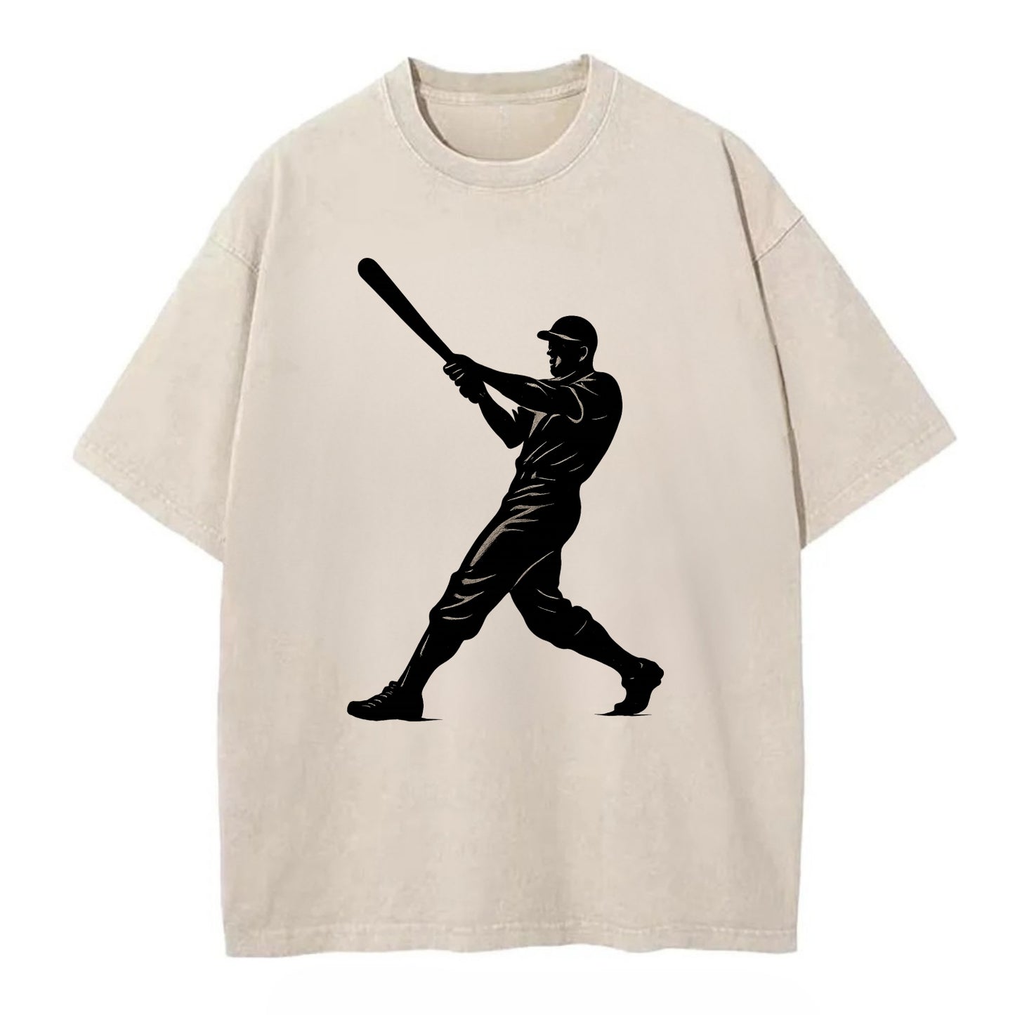 Baseball batter in full swing - Vintage T-shirt - Off White