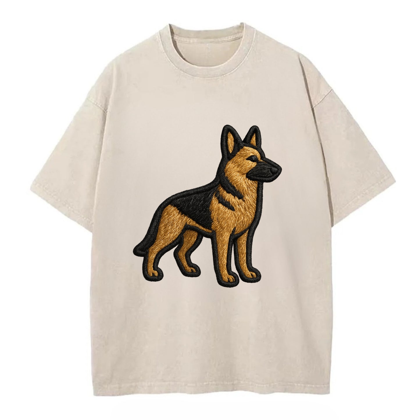 German Shepherd - Trendy minimal silhoue - Vintage T-shirt - Off White