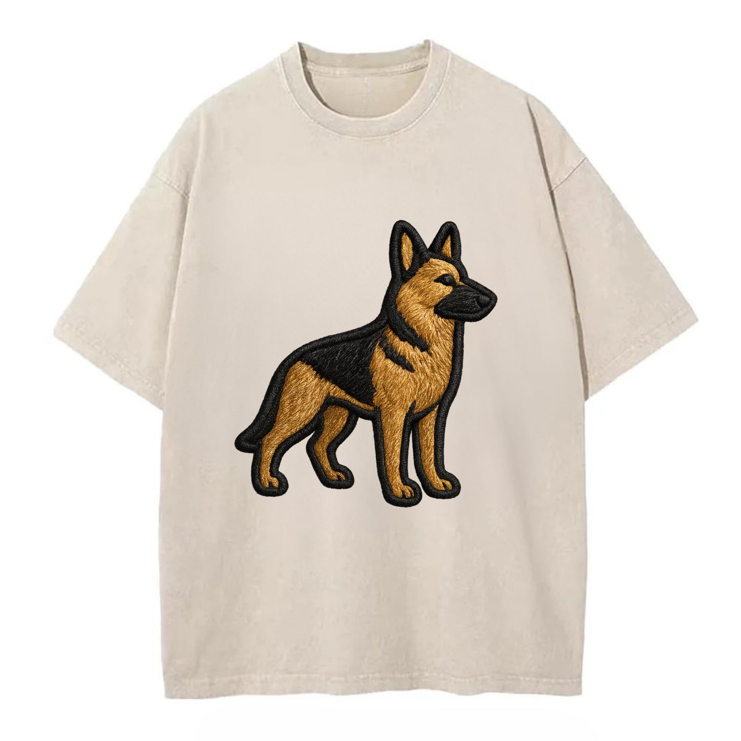 German Shepherd - Trendy minimal silhoue - Vintage T-shirt - Off White