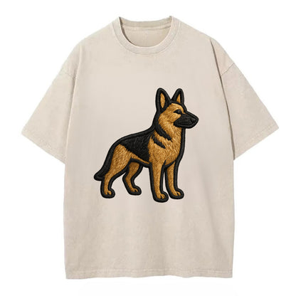 German Shepherd - Trendy minimal silhoue - Vintage T-shirt - Off White