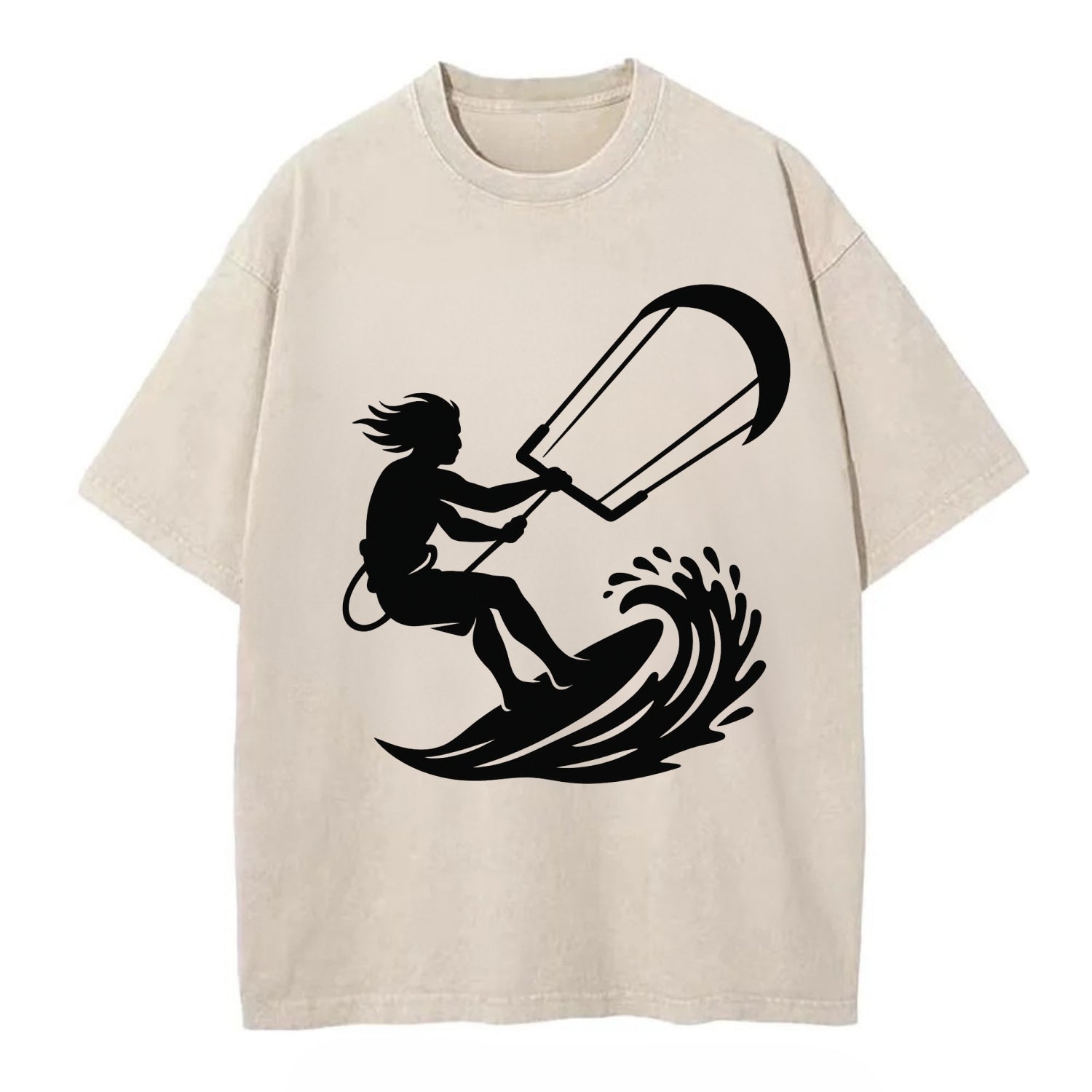 Kite surfer riding wave - Vintage T-shirt - Off White