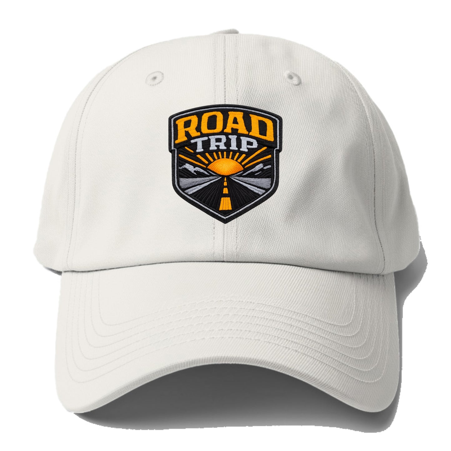 ROAD TRIP - highway and sun in orange and gray , open road - Baseball Cap - Off White