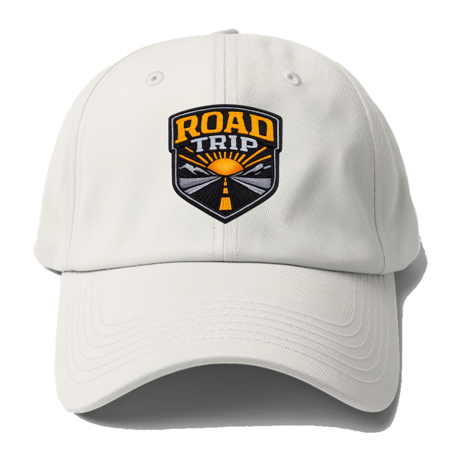 ROAD TRIP - highway and sun in orange and gray , open road - Baseball Cap - Off White