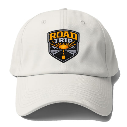ROAD TRIP - highway and sun in orange and gray , open road - Baseball Cap - Off White
