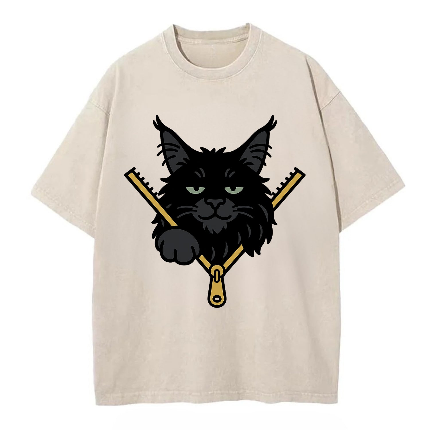 Black Maine Coon - Vintage T-shirt - Off White