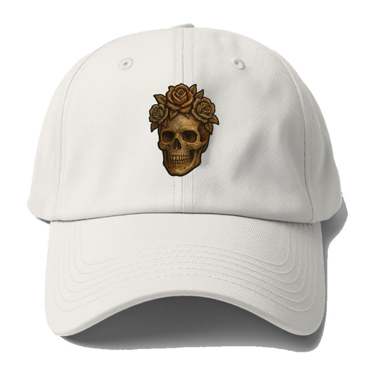 Skull and Roses  - Baseball Cap - Off White