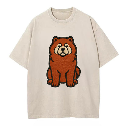 Chow Chow - Red fluffy sitting pose - Vi Vintage T-shirt - Off White