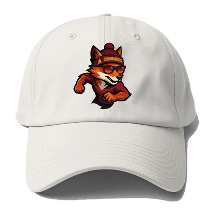 Washington Fox wearing Commanders beanie with Capitol patch and wayfarer sunglasses - Baseball Cap - Off White