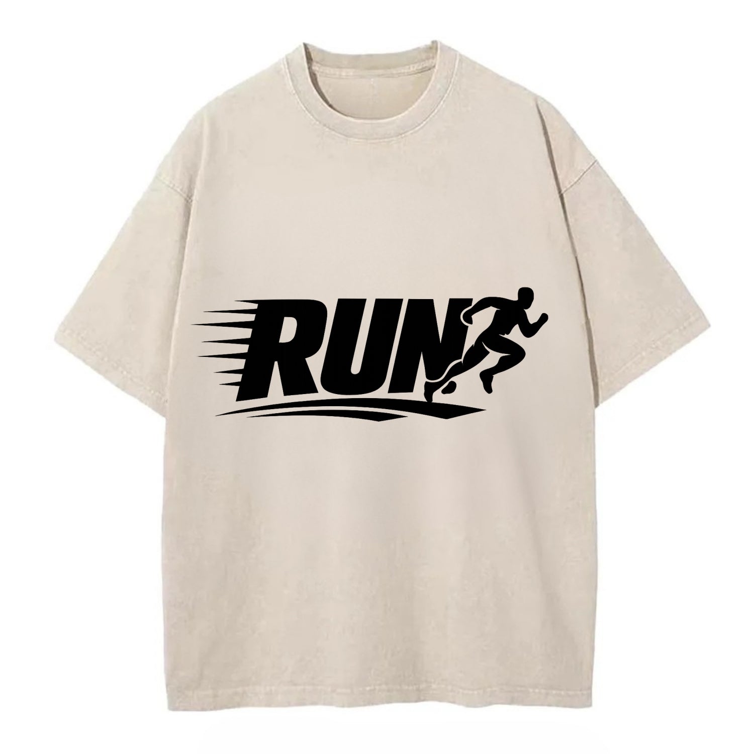 Bold typography design - "RUN" - cardio life, runner identity - Vintage T-shirt - Off White