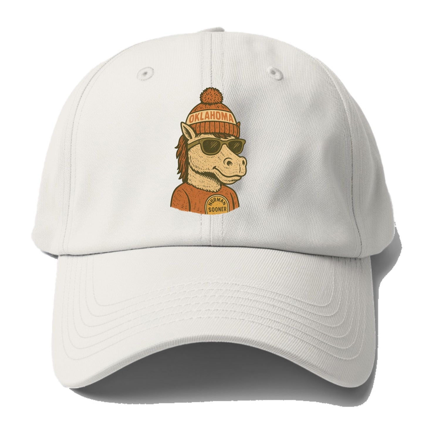 Norman Sooner Horse wearing Oklahoma bea - Baseball Cap - Off White
