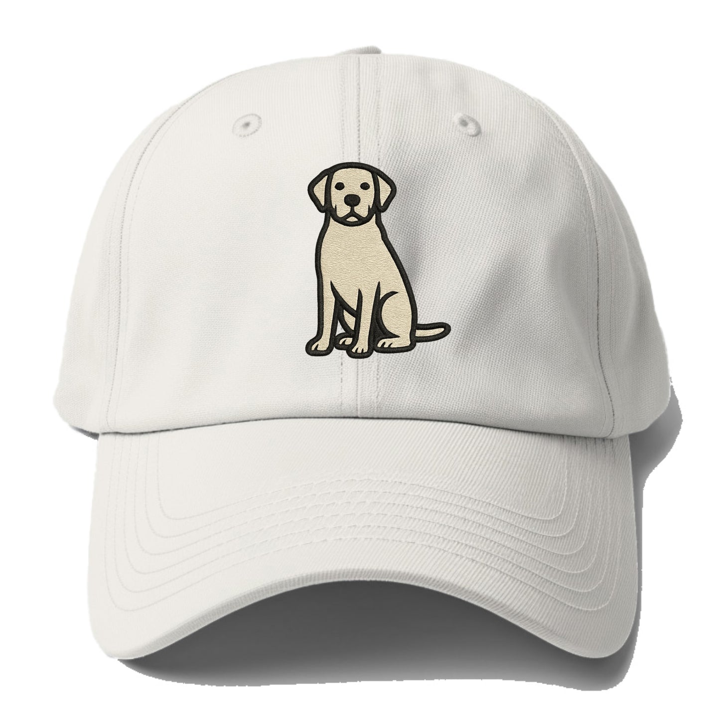 Goldador - Golden Lab mix sitting pose - Baseball Cap - Off White