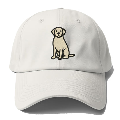 Goldador - Golden Lab mix sitting pose - Baseball Cap - Off White