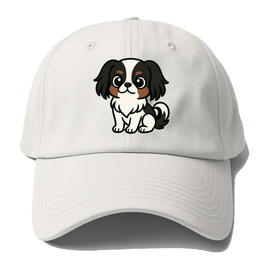 Japanese Chin - Black and white sitting pose - Baseball Cap For Big Heads - Off White