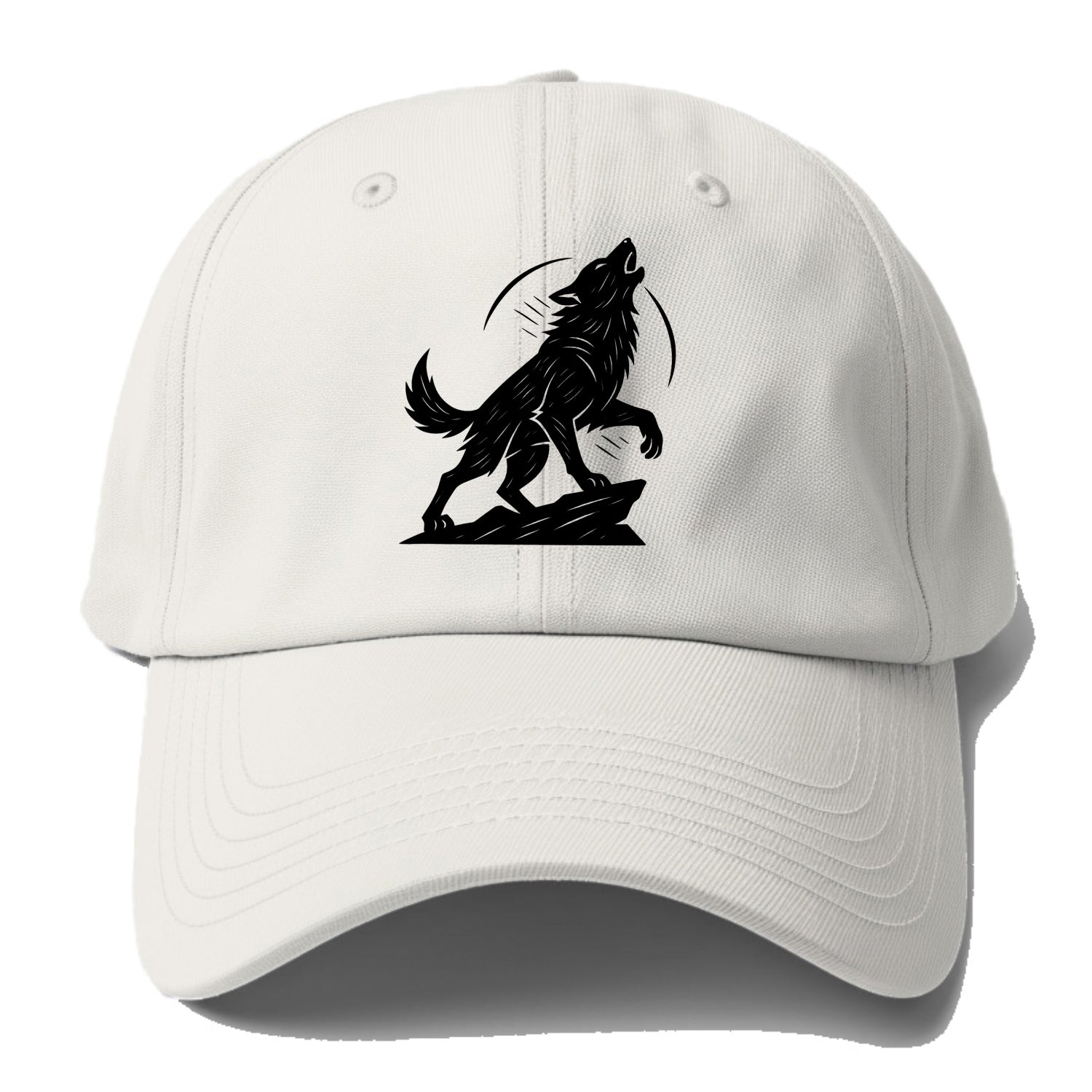 Wolf howling at full moon - Baseball Cap - Off White
