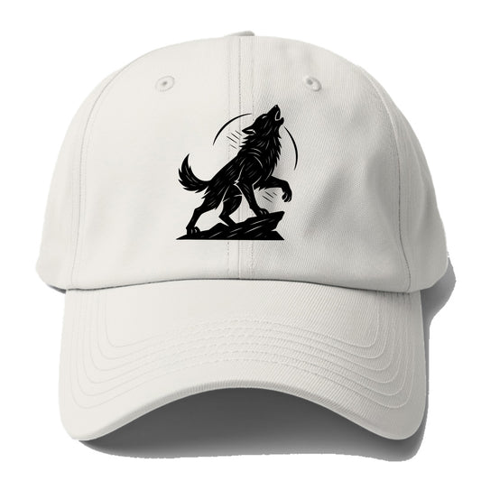 Wolf howling at full moon - Baseball Cap - Off White
