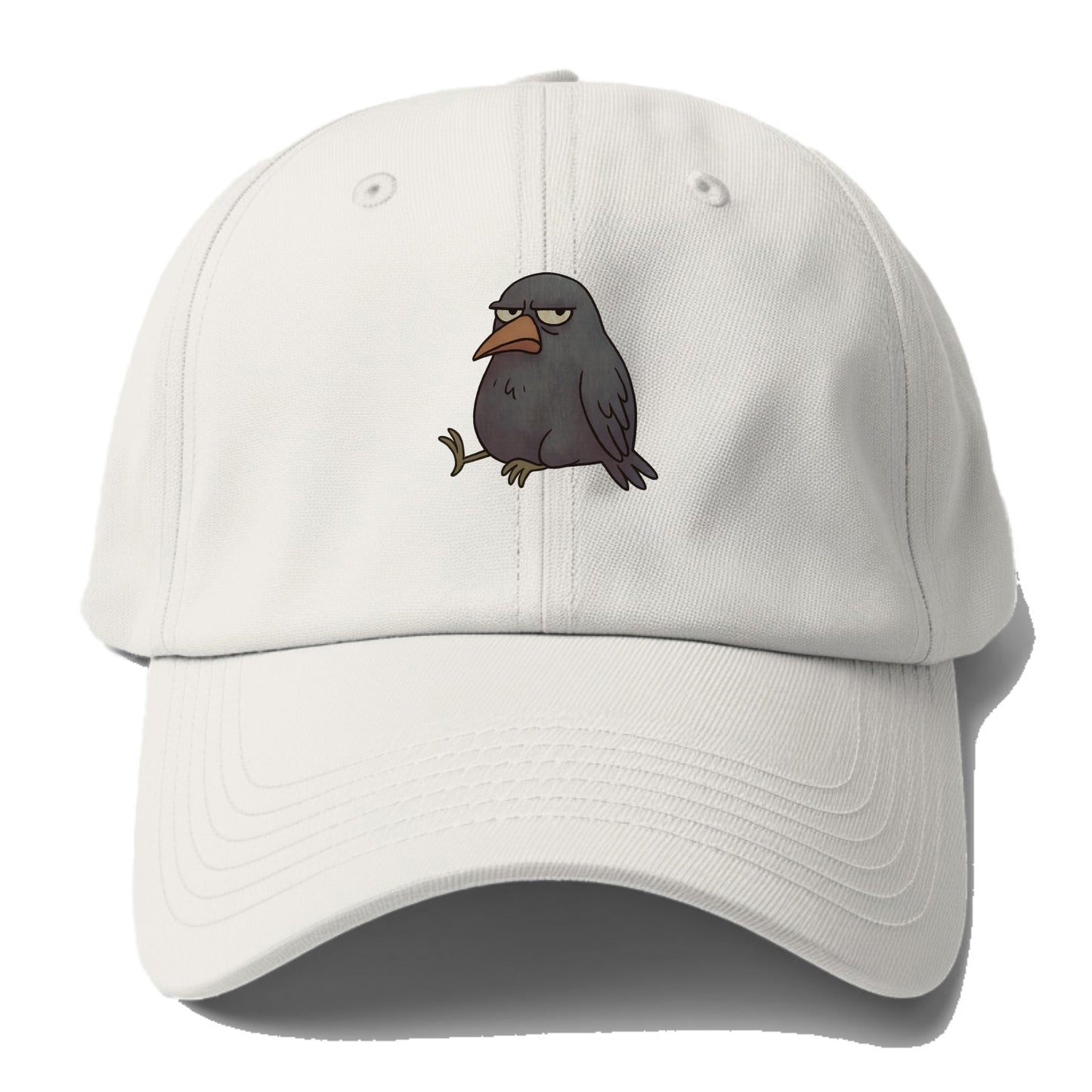 THE CROW JUDGES SILENTLY | Black crow with disapproving look - Baseball Cap - Off White