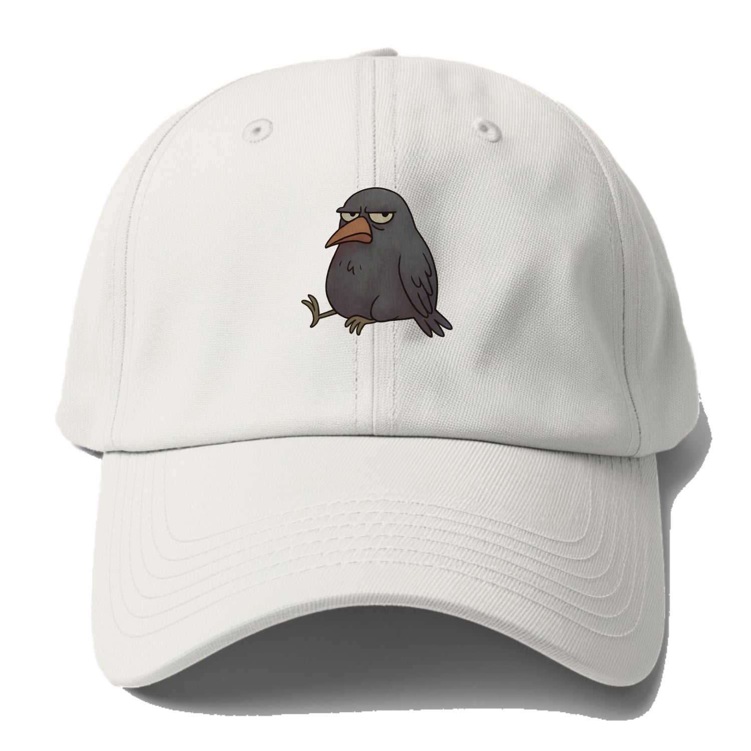 THE CROW JUDGES SILENTLY | Black crow with disapproving look - Baseball Cap - Off White
