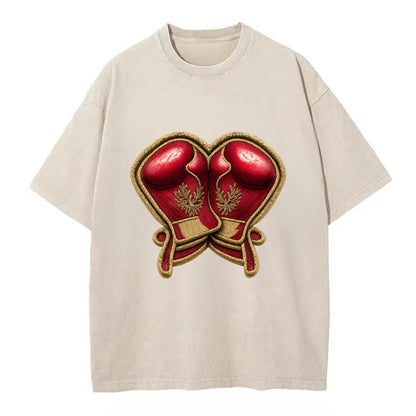 Embroidered patch design - BOXING GLOVES - red boxing gloves crossed in crimson - Vintage T-shirt - Off White