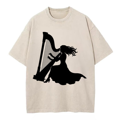 Harpist playing ethereal melody - Vintage T-shirt - Off White