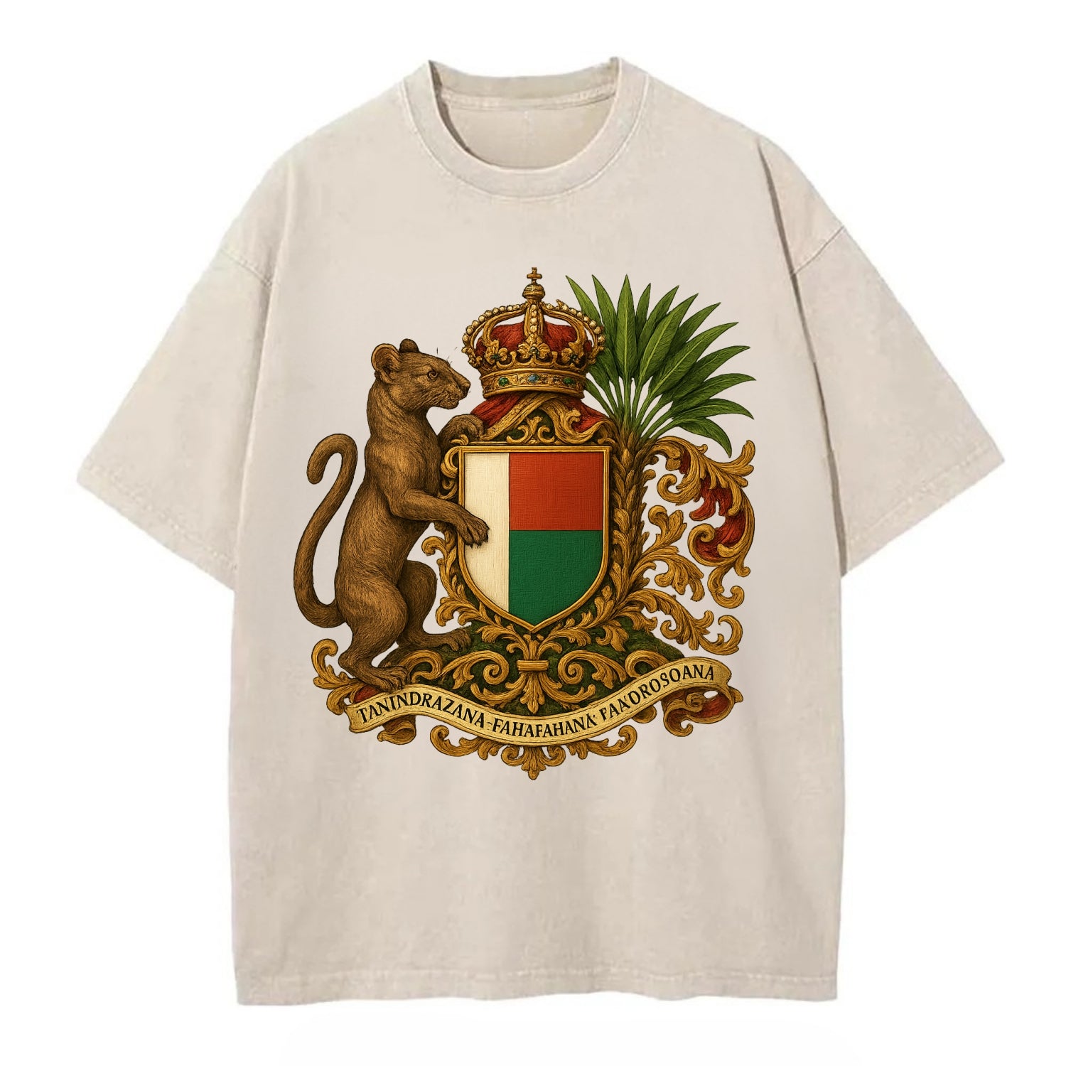 Madagascar Fossa Hunter  - Vintage T-shirt - Off White