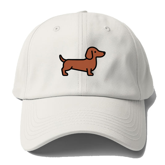 Dachshund - Red/brown smooth flat side profile - Baseball Cap - Off White