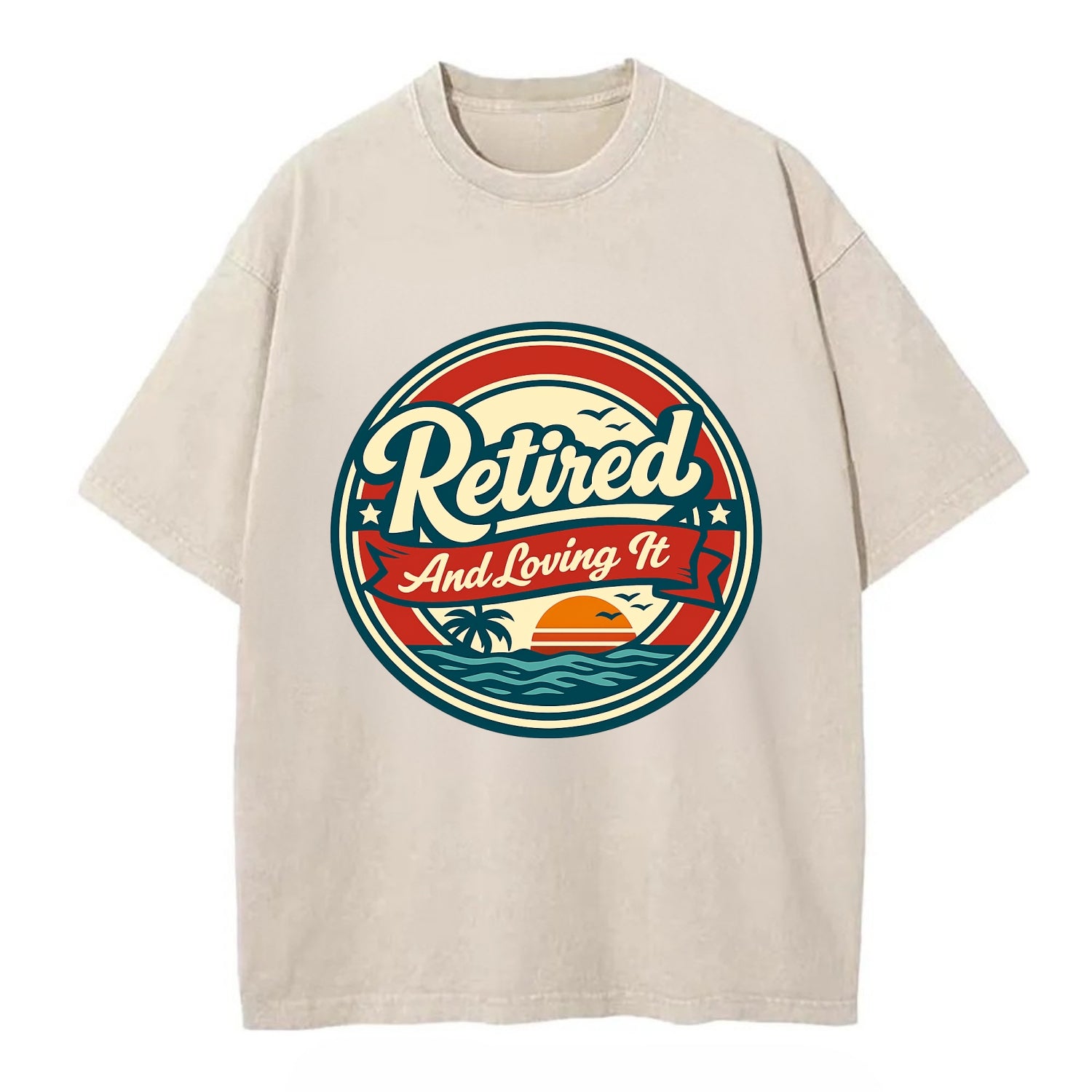 Carefree Retirement Emblem - Vintage T-shirt - Off White