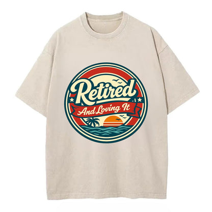 Carefree Retirement Emblem - Vintage T-shirt - Off White