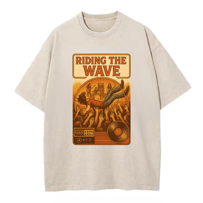 Crowd surfing at packed concert - "Riding the Wave" - concert energy - Vintage T-shirt - Off White