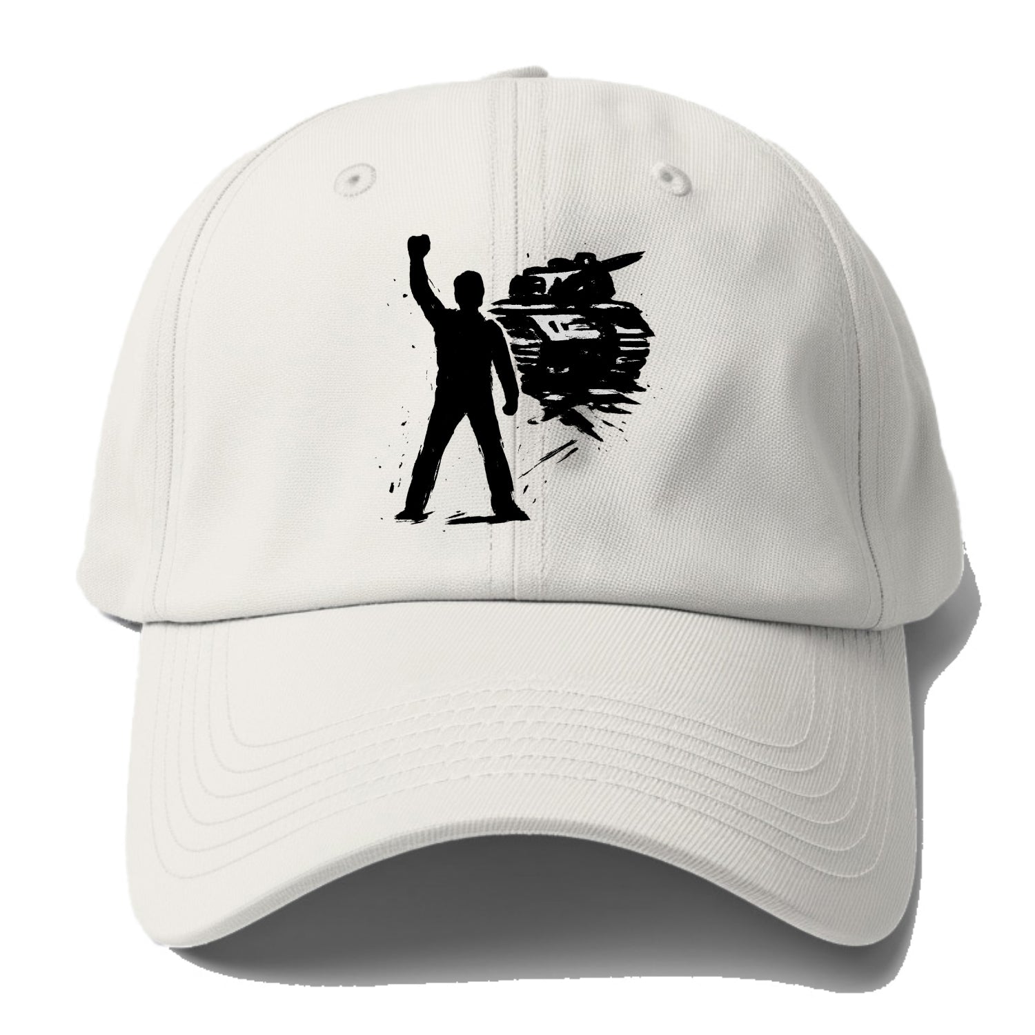 Single figure standing against tank - courage and resistance ink art - Baseball Cap For Big Heads - Off White