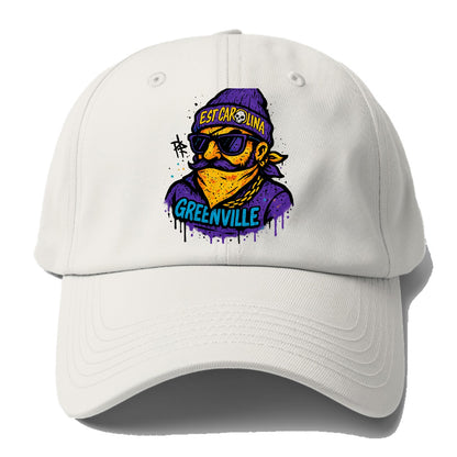Greenville Pirate wearing East Carolina beanie with skull patch - Baseball Cap For Big Heads - Off White