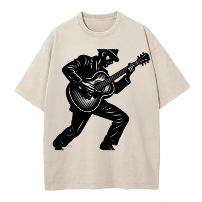Guitarist playing acoustic guitar - Vintage T-shirt - Off White