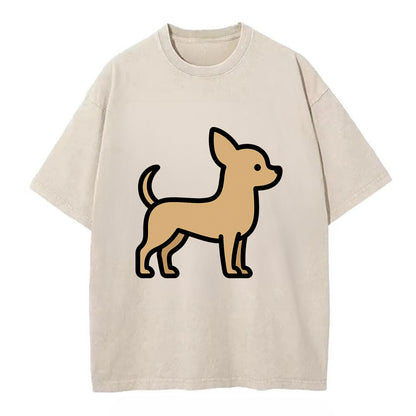 Chihuahua - Tan smooth coat flat side profile - Vintage T-shirt - Off White