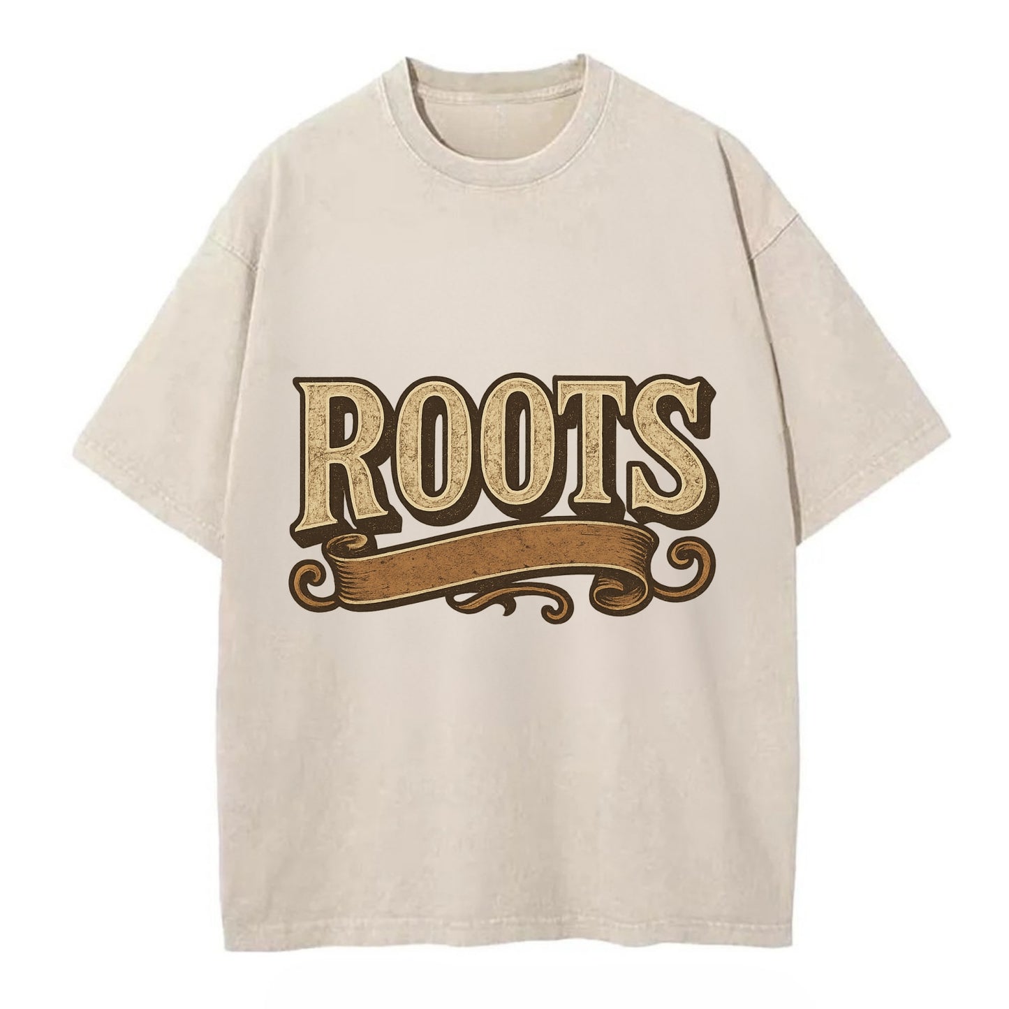 Bold typography design - "ROOTS" - where you come from, heritage - Vintage T-shirt - Off White