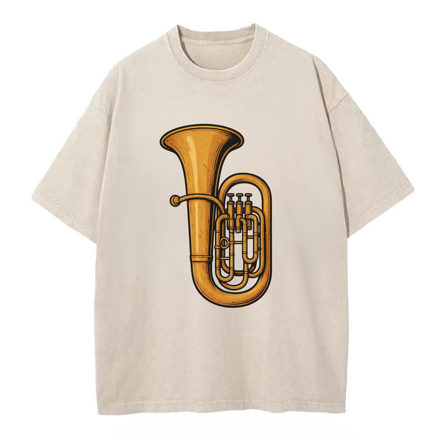 Tuba with large brass bell - Vintage T-shirt - Off White