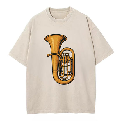Tuba with large brass bell - Vintage T-shirt - Off White