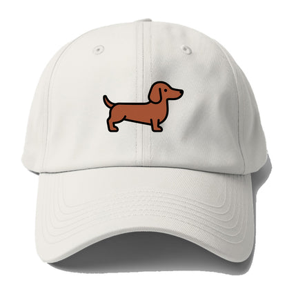Dachshund - Red/brown smooth flat side profile - Baseball Cap For Big Heads - Off White