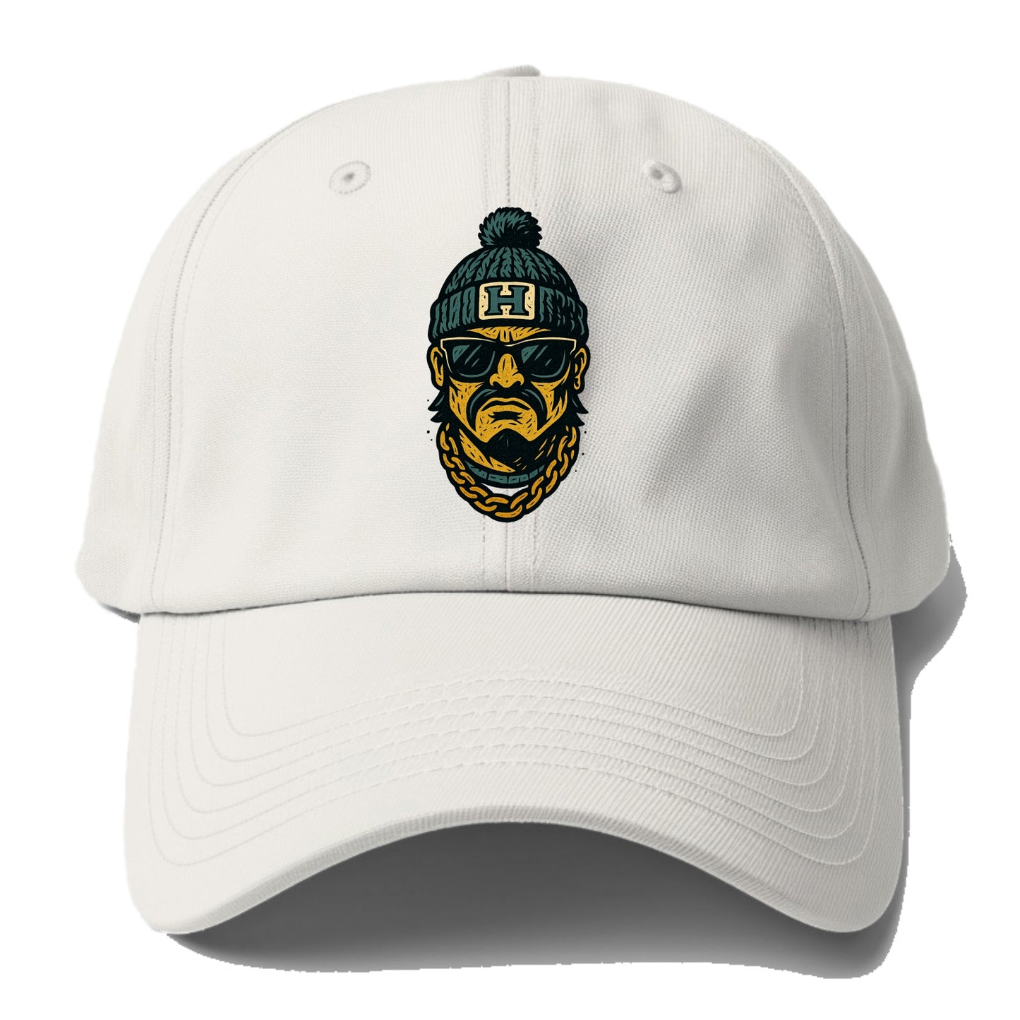 Honolulu Warrior wearing Hawaii beanie with H patch - Baseball Cap For Big Heads - Off White