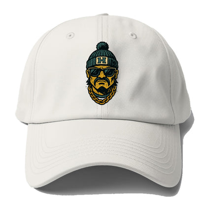 Honolulu Warrior wearing Hawaii beanie with H patch - Baseball Cap For Big Heads - Off White