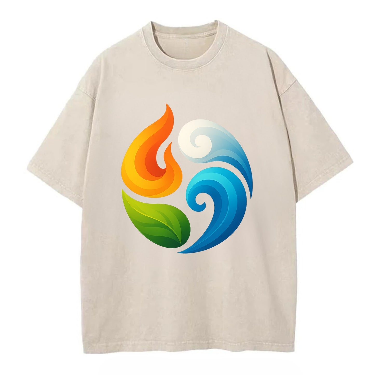 Four Elements Dance - Fire orange, water - Vintage T-shirt - Off White