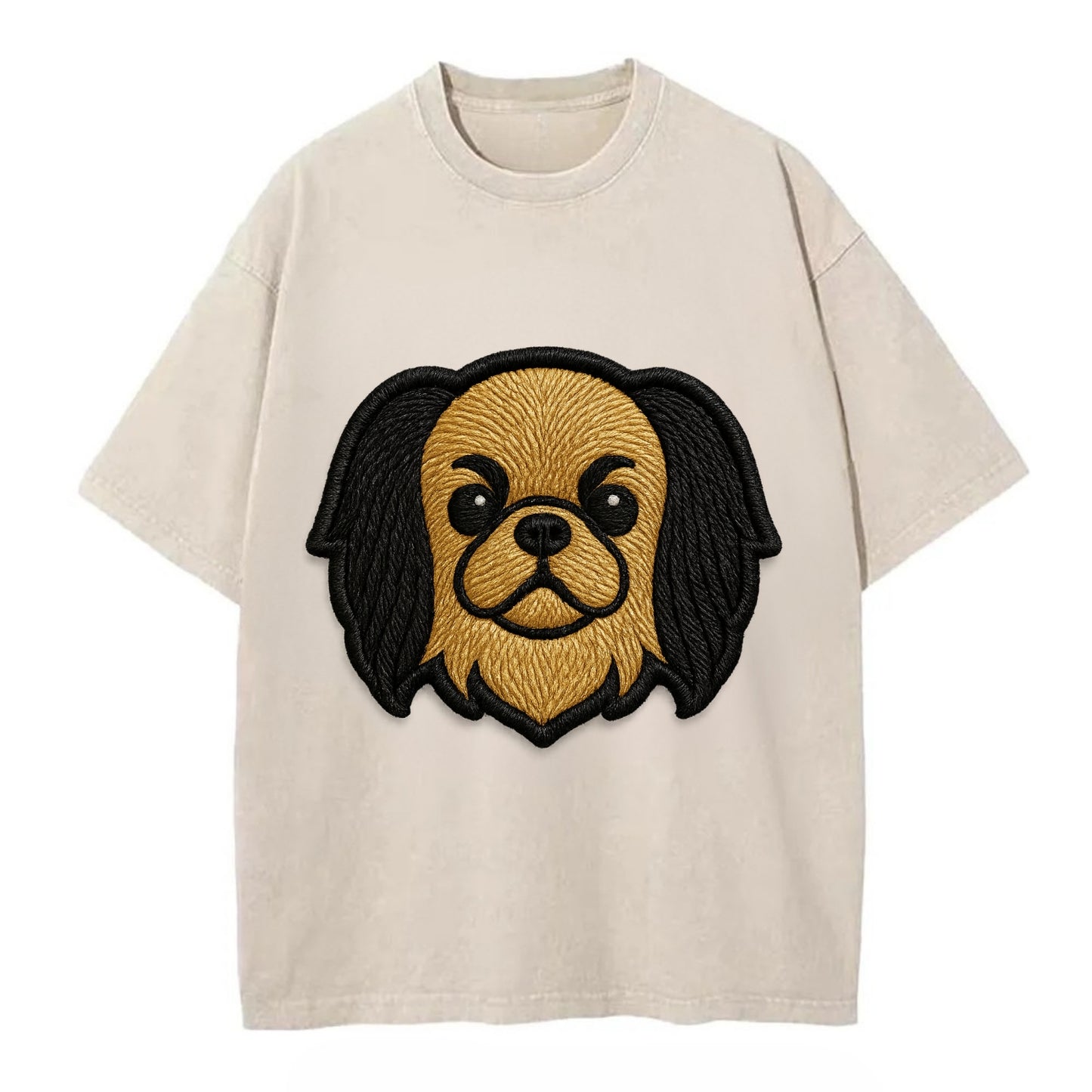 Japanese Chin - Modern flat-face logo wi - Vintage T-shirt - Off White