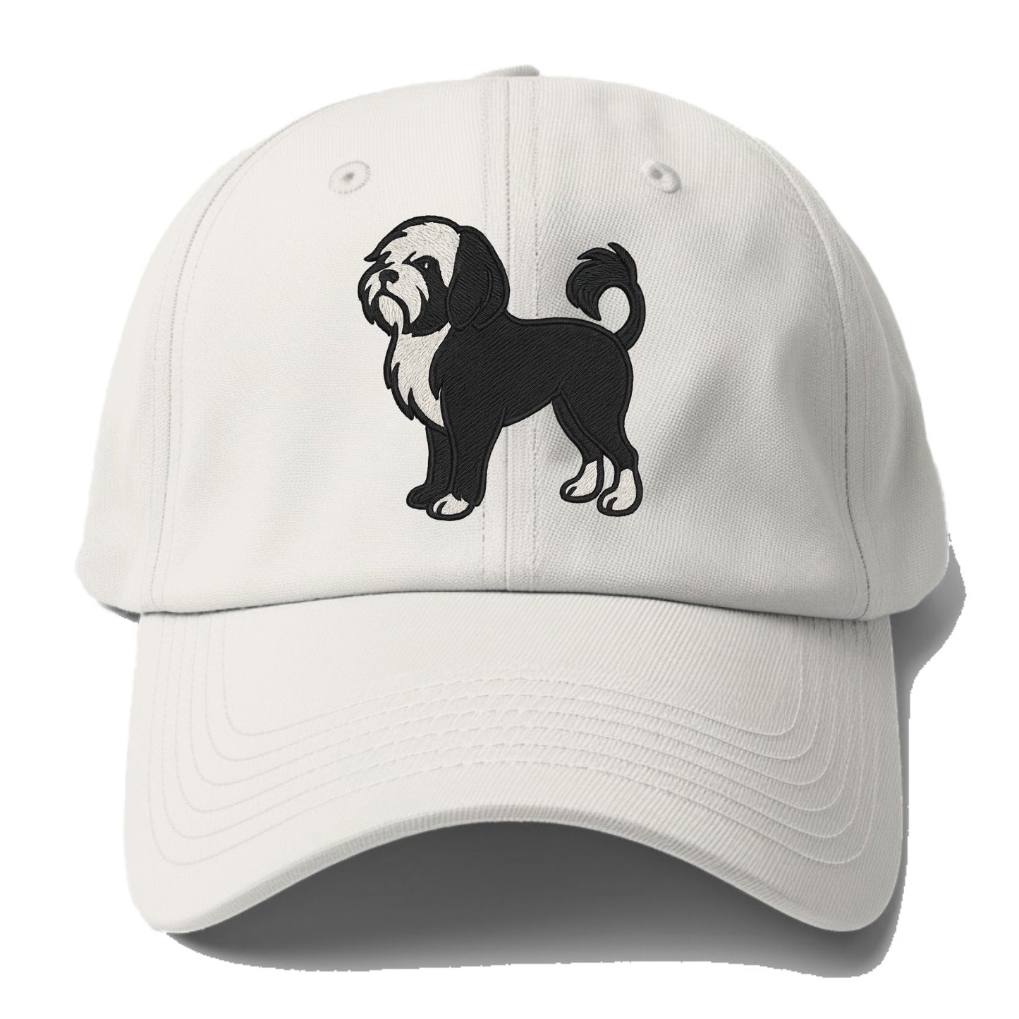 Löwchen - Black and white lion trim embr - Baseball Cap - Off White