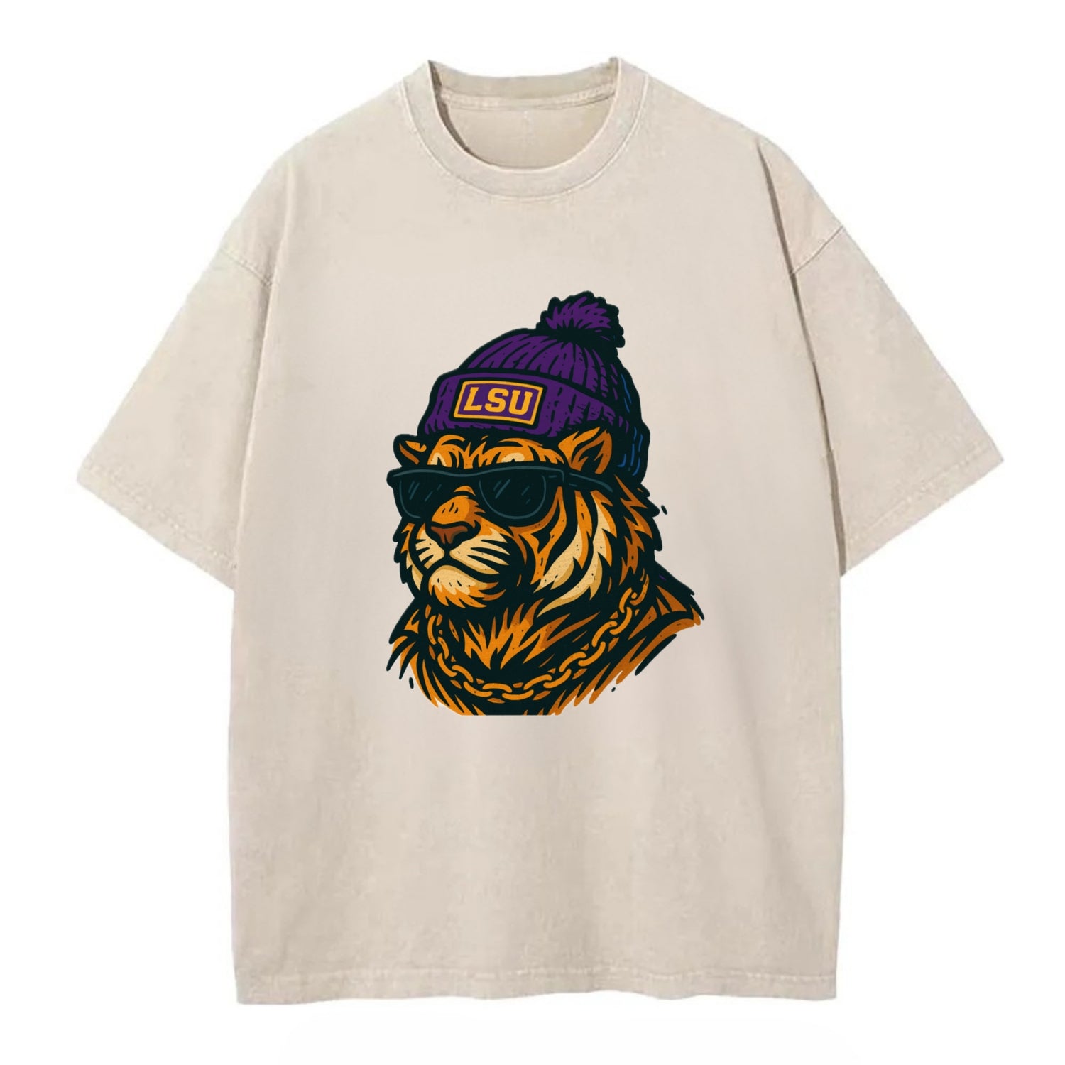 LSU Mike Tiger - Vintage T-shirt - Off White