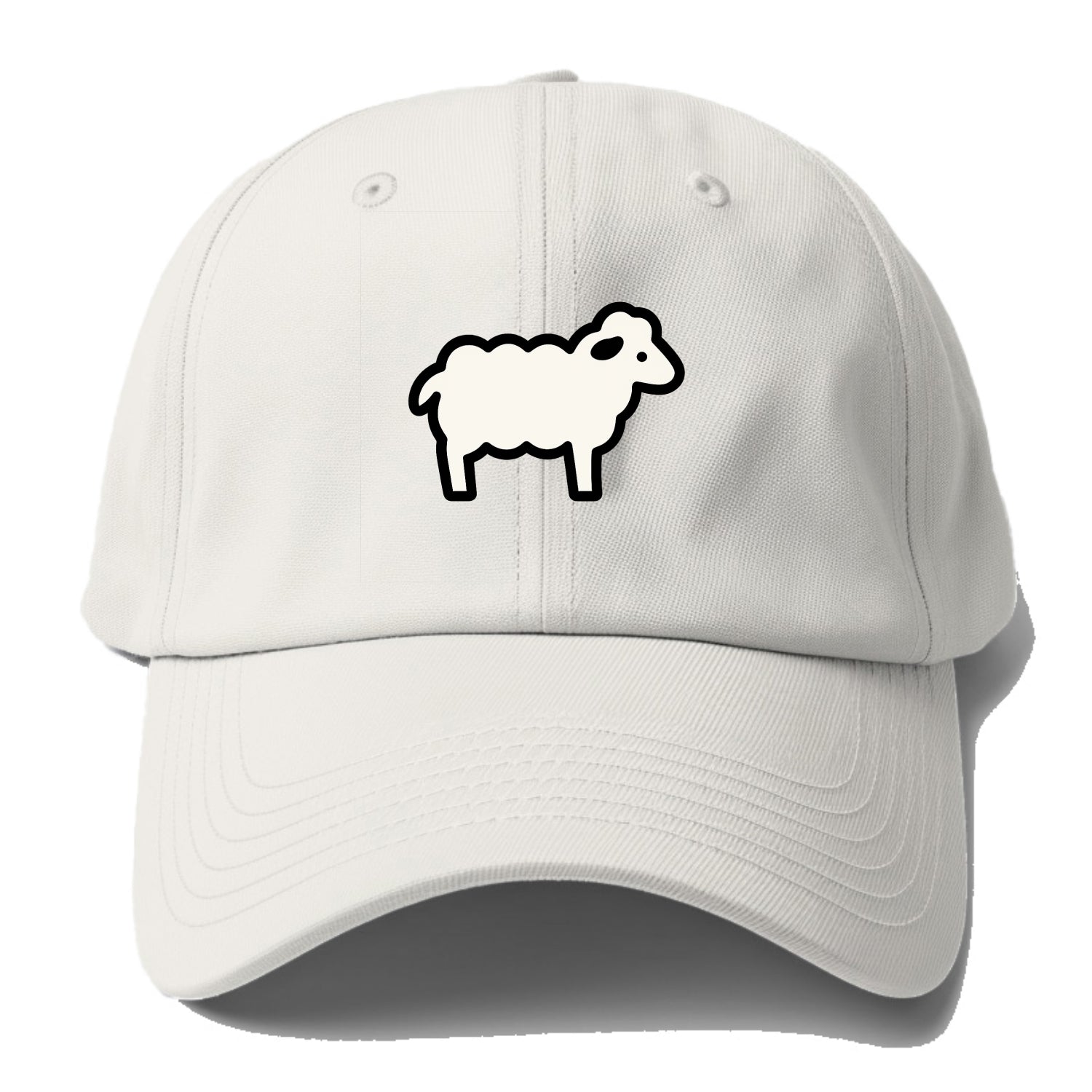 Sheep - White fluffy wool flat side profile - Baseball Cap - Off White