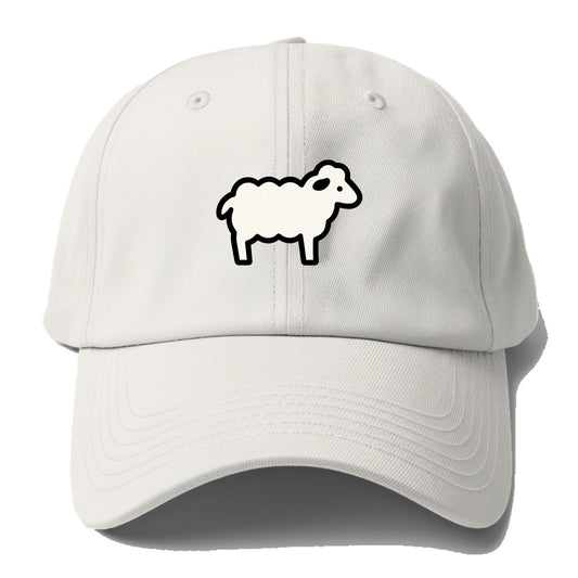 Sheep - White fluffy wool flat side profile - Baseball Cap - Off White
