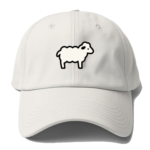 Sheep - White fluffy wool flat side profile - Baseball Cap