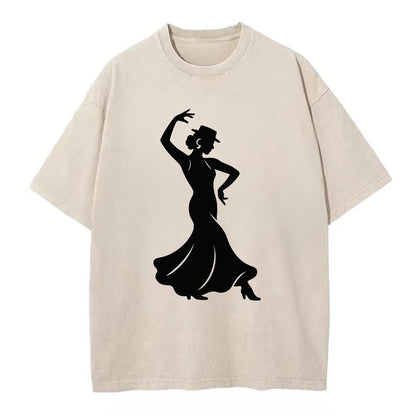 Flamenco dancer passionate stance - Vintage T-shirt - Off White