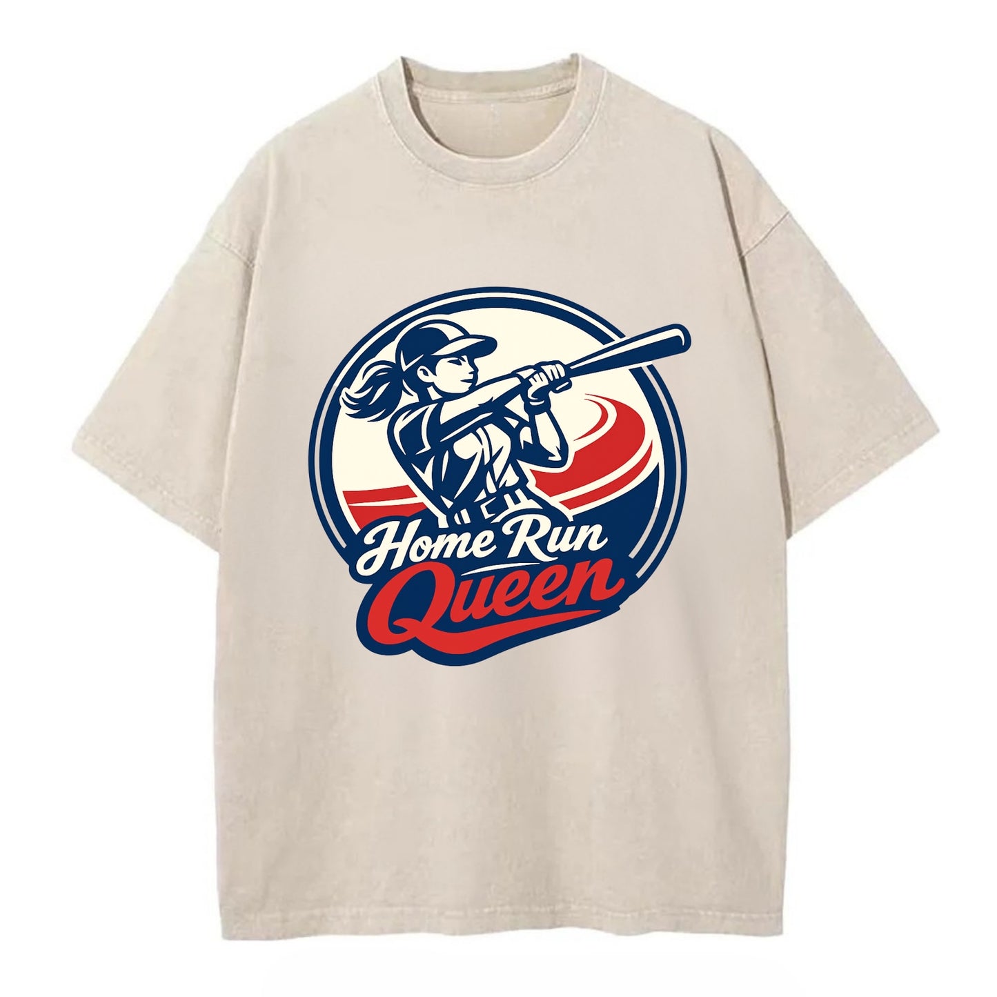 Feminine Power at Bat - Vintage T-shirt - Off White